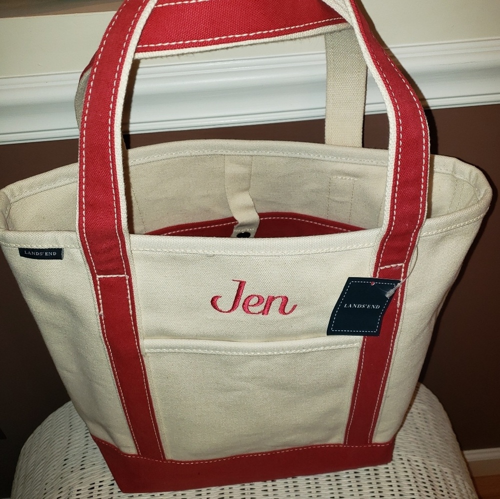 Lands End Personalized Canvas Tote New
